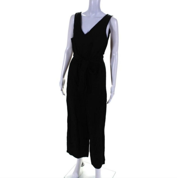 Everlane Black The City Stripe Draped Jumpsuit Size 8 - Picture 5 of 7